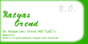 matyas orend business card